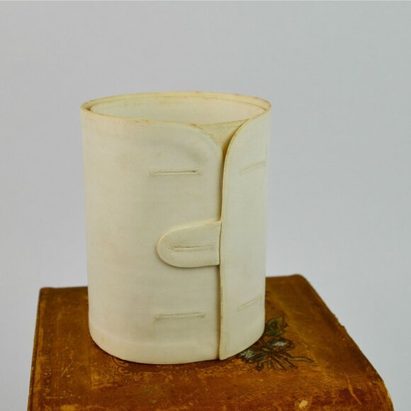 Antique Victorian Men's Cuff & Collar Stay Box Leather Covered Wood - Picture 13 of 16